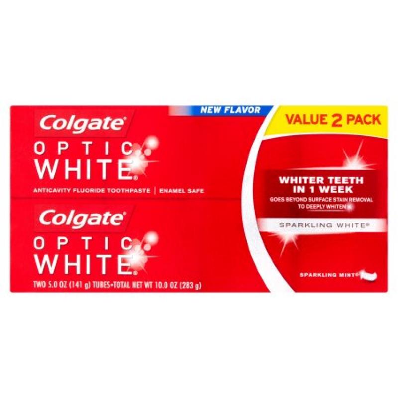 Colgate Optic White Sparkling Mint Whitening Toothpaste, 5.0 Ounce (Pack of 2)