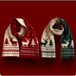 Winter Warm Scarf for Women Men Deer Elk Double-Sided Knitted Scarves Fashion Versatile Woolen Shawl Girls Christmas Present