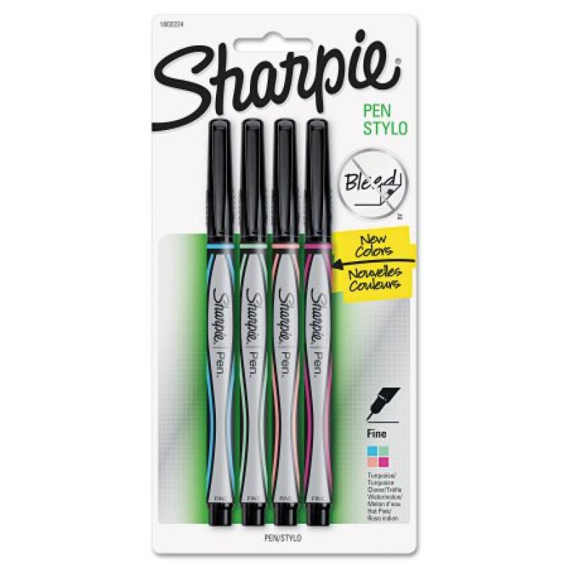 Sharpie Pens, Fine Point, Assorted, 4 Pack