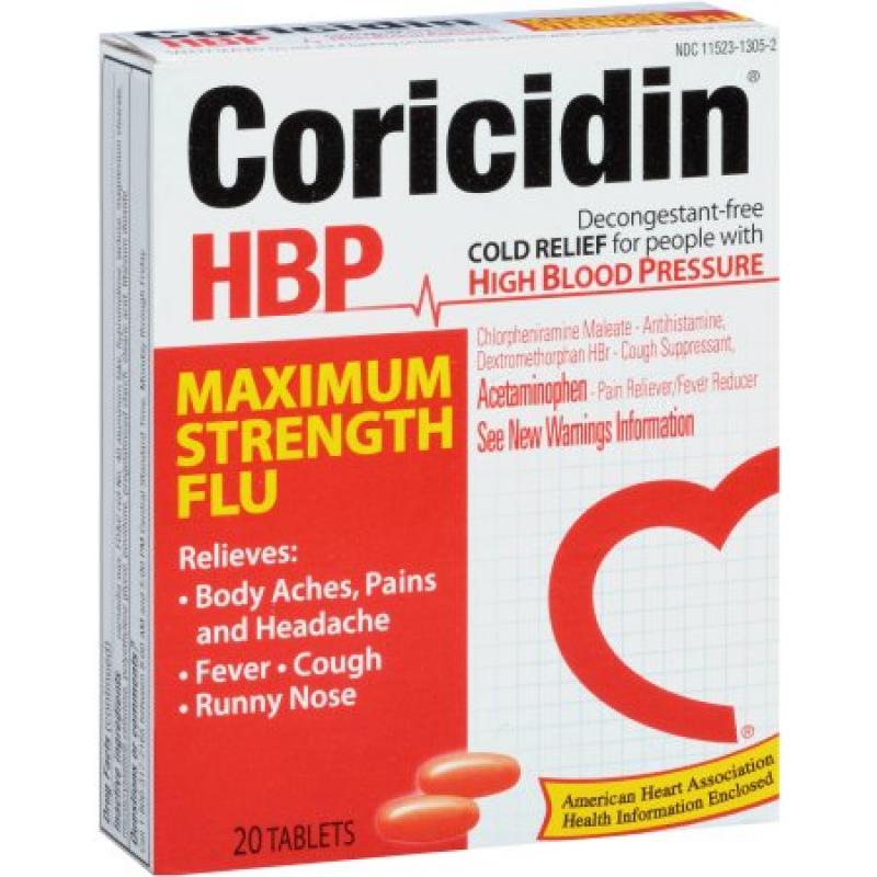 Coricidin HBP Maximum Strength Flu Relief, 20 count