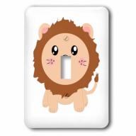 3dRose Cute cartoon lion - kawaii happy lion cub with brown mane - adorable and sweet king of the jungle, Double Toggle Switch