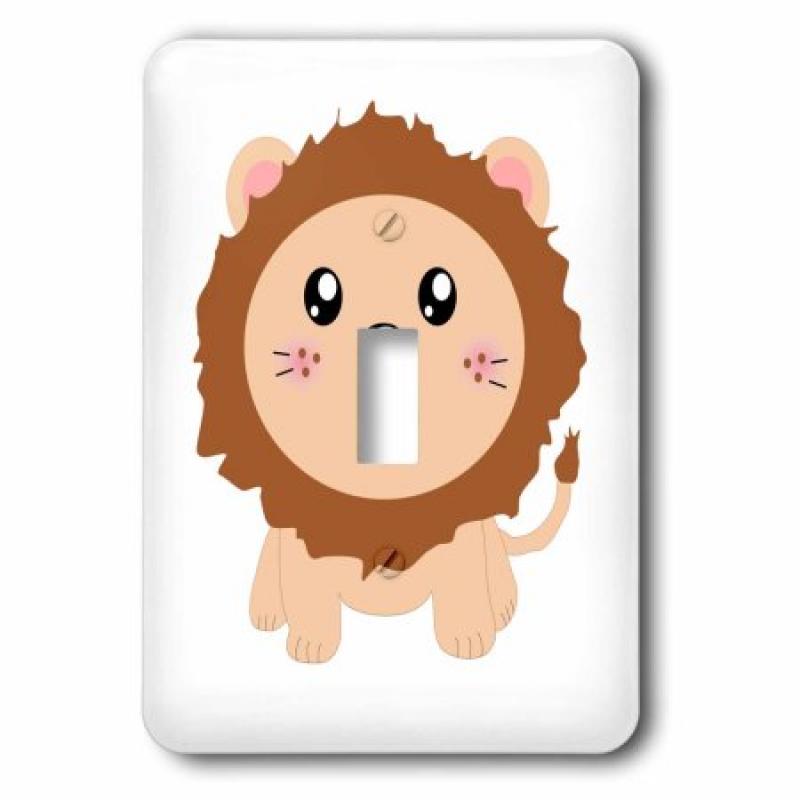3dRose Cute cartoon lion - kawaii happy lion cub with brown mane - adorable and sweet king of the jungle, Double Toggle Switch