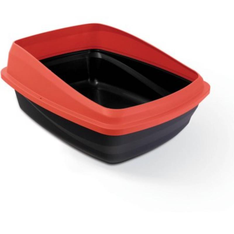 Cat Love Rimmed Cat Pan, Med, Red/Charcoal
