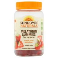 Sundown Naturals Melatonin Dietary Supplement Strawberry Flavor Gluten-Free Gummies, 5mg, 60 count