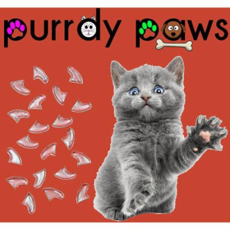 Purrdy Paws Soft Nail Caps for Cats, 40-Pack, Clear