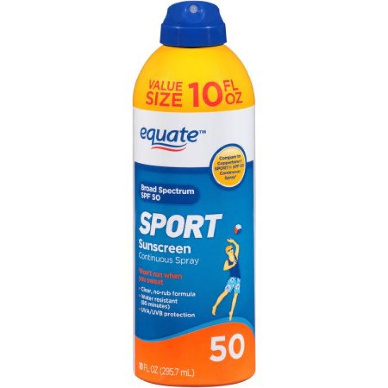 Equate Sport Continuous Spray Sunscreen, SPF 50, 10 fl oz