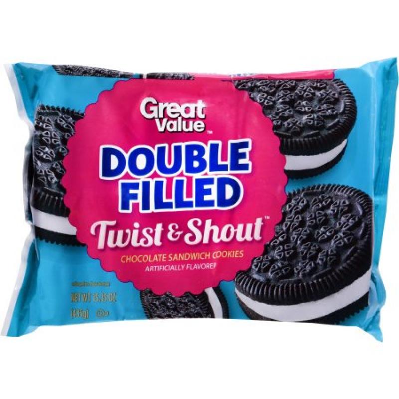 Great Value Double Filled Twist & Shout Chocolate Sandwich Cookies, 15.35 oz