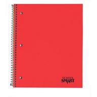 School Smart Sulphite 3-Hole Punched Perforated Spiralbound Notebook, 2 Subject with Margin, 11" x 8.5", White, 100 Sheets