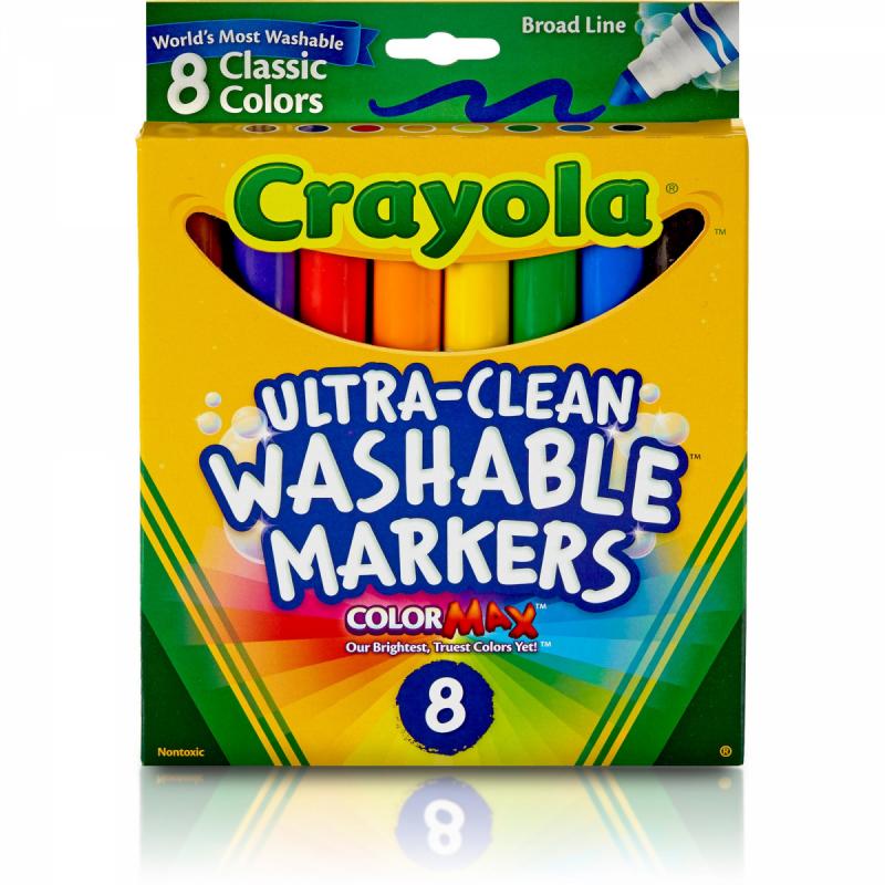 Crayola Washable Markers, Broad Line, Classic Colors, 8 Count