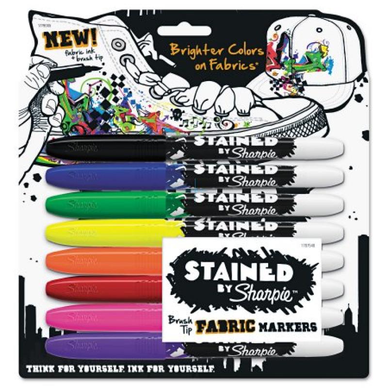 Sharpie Stained Permanent Fabric Marker, Assorted, 8pk