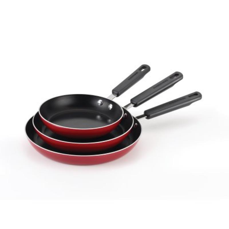 Farberware Aluminum Nonstick 8-Inch, 10-Inch and 11-Inch Triple Pack Skillet Set, Red
