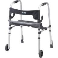 Drive Medical Clever Lite LS Rollator Walker with Seat and Push Down Brakes