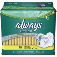 Always Ultra Thin Maxi Pads with Flexi-Wings Regular - 12 packs of 18