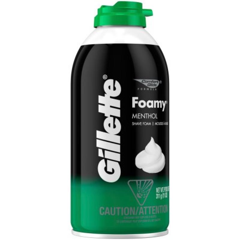 Gillette�� Foamy�� Menthol Shave Foam 11 oz. Aerosol Can