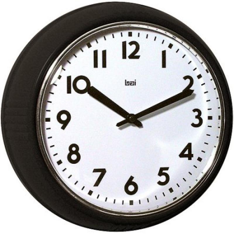 Bai Retro Modern 10" Round Wall Clock, Black