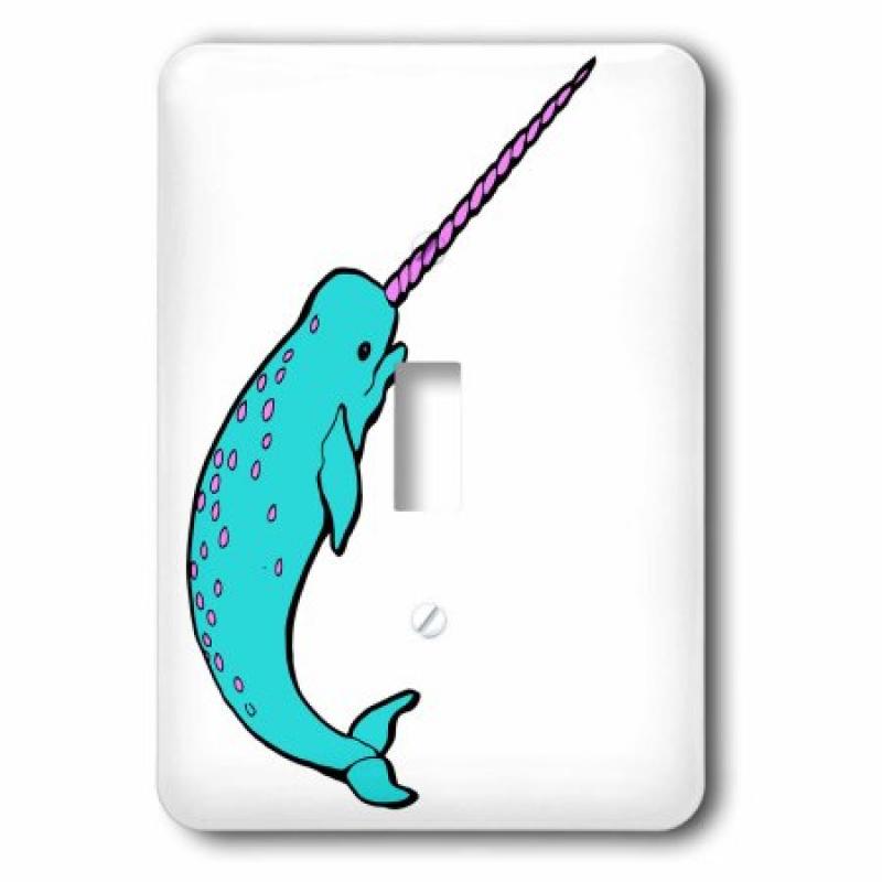 3dRose Cute Blue And Purple Narwhal Animal Design, Single Toggle Switch