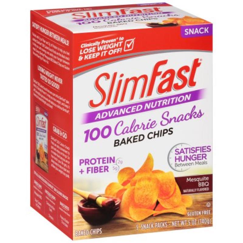 SlimFast Baked Chips Snack Mesquite BBQ, 5 pack, 5 oz