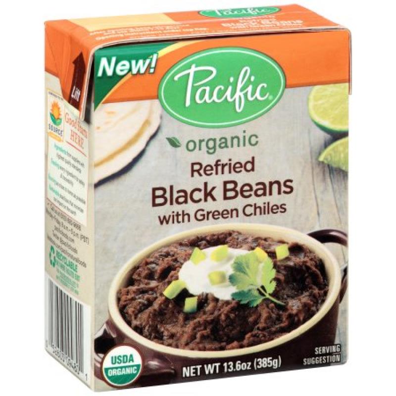 Pacific Natural Foods Organic Vegan Refried Black Beans with Green Chiles, 13.6 Oz.