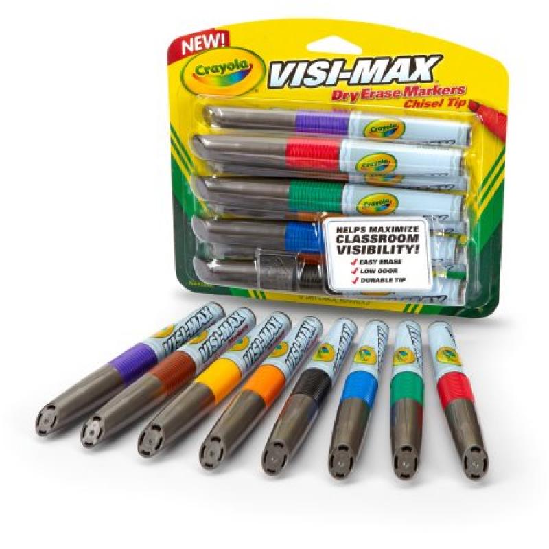 Crayola Visi-Max Dry-Erase Broad Line Markers, 8-Count