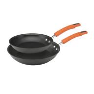 Rachael Ray Hard-Anodized Nonstick 9-1/4-Inch and 11-1/2-Inch Skillets, Gray with Orange Handles