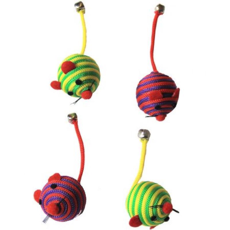 6-Pack Nylon Rope Fun Ball, Red/Green, 24 Pieces, 12 Each
