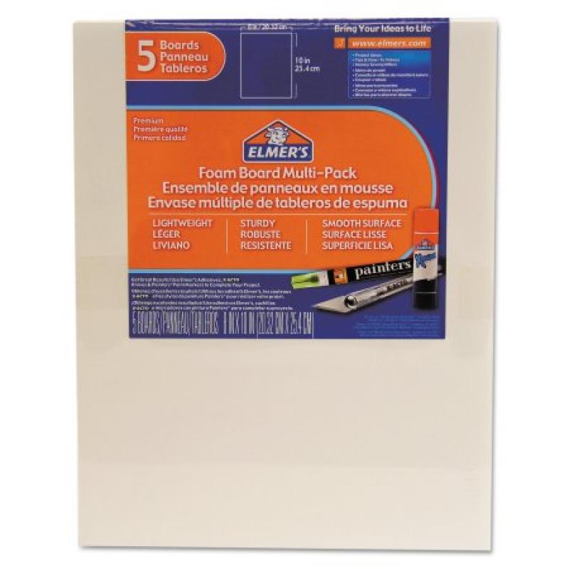 Elmer&#039;s White Pre-Cut Foam Board Multi-Packs, 8 x 10, 5/PK