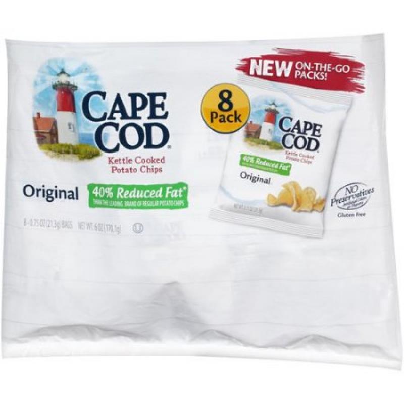 Cape Cod Original Reduced Fat Kettle Cooked Potato Chips, 0.75 oz, 8 count