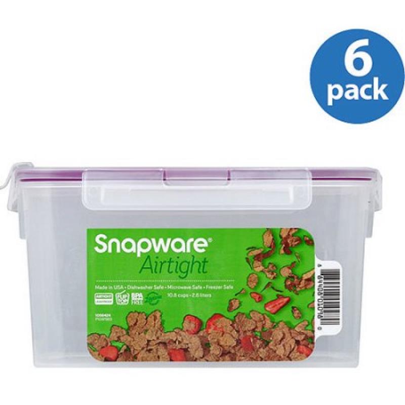 Snapware Airtight Plastic 10.8-Cup Fliptop Food Storage Container, 6-Pack