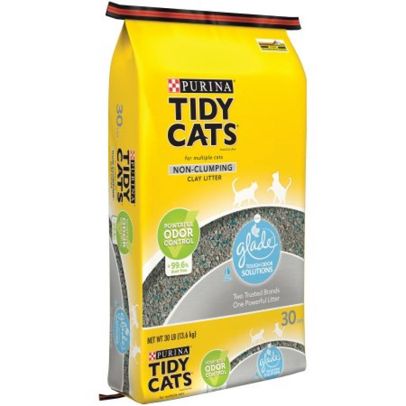 Purina Tidy Cats Non-Clumping Cat Litter with Glade Tough Odor Solutions Clear Springs for Multiple Cats 30 lb. Bag