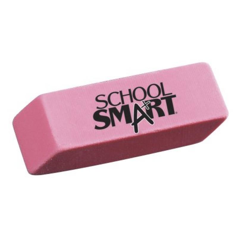 School Smart Medium Pink Beveled Eraser, Pack of 12