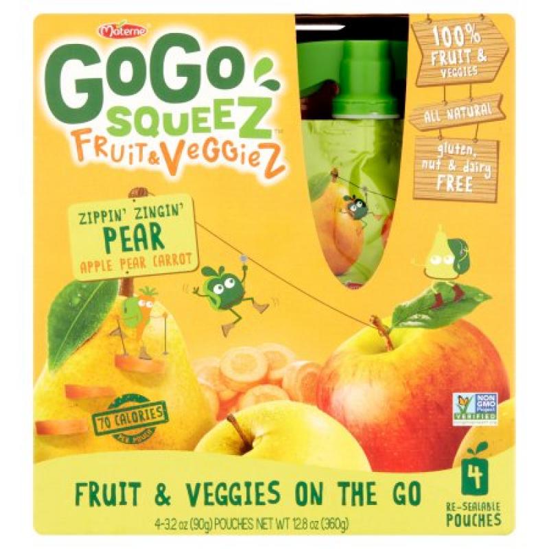Materne GoGo Squeez Fruit & Veggiez On The Go Apple Pear Carrot - 4 CT