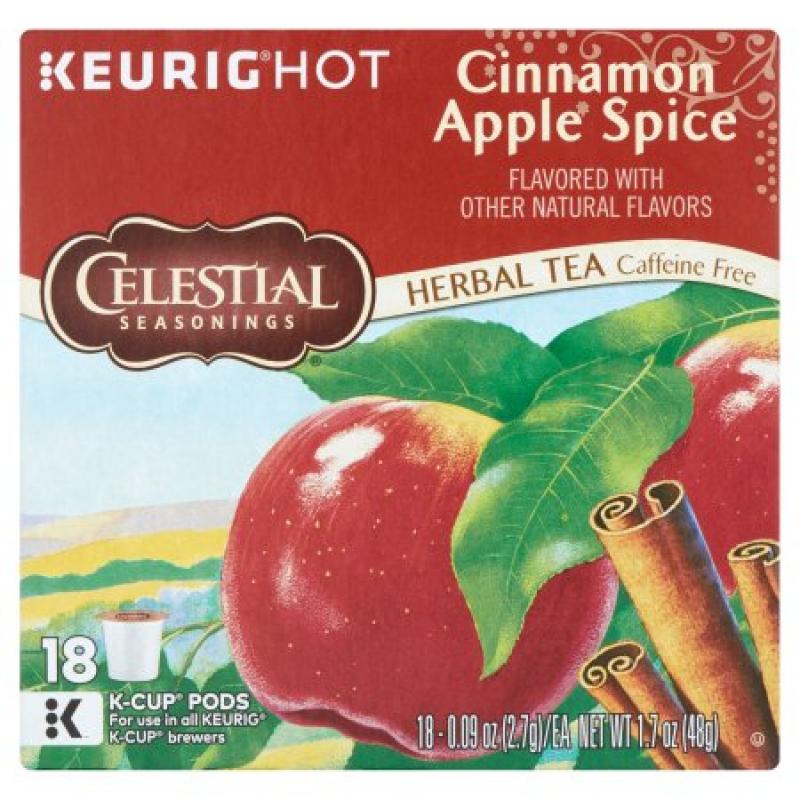 Celestial Seasonings Keurig Hot Cinnamon Apple Spice Herbal Tea K-Cup Pods, .09 oz, 18 count