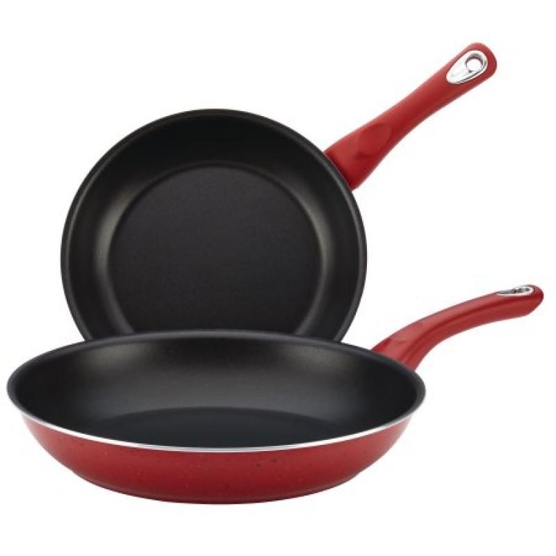 Farberware New Traditions Speckled Aluminum Nonstick 9-1/4-Inch and 11-1/2-Inch Twin Pack Skillet Set, Red