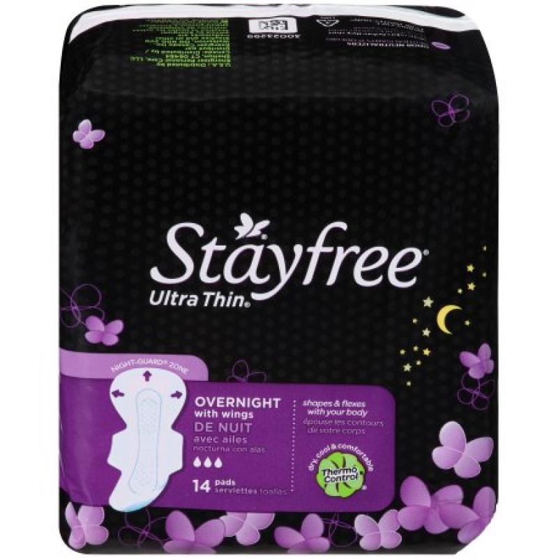 Stayfree Ultra Thin Overnight Pads With Wings - 14 Count