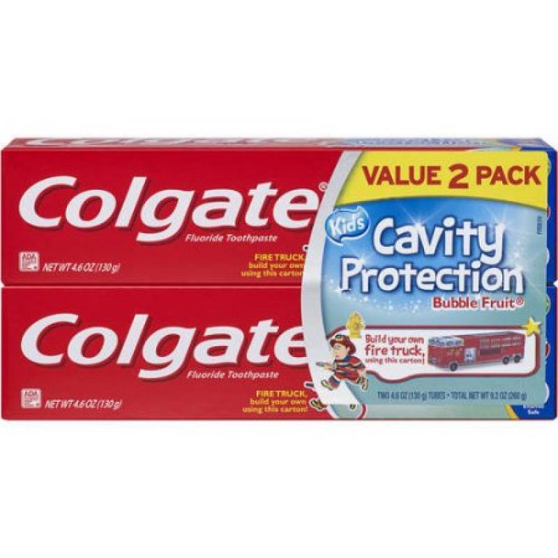 Colgate Kids Bubble Fruit Cavity Protection Toothpaste, 4.6 oz, (Pack of 2)