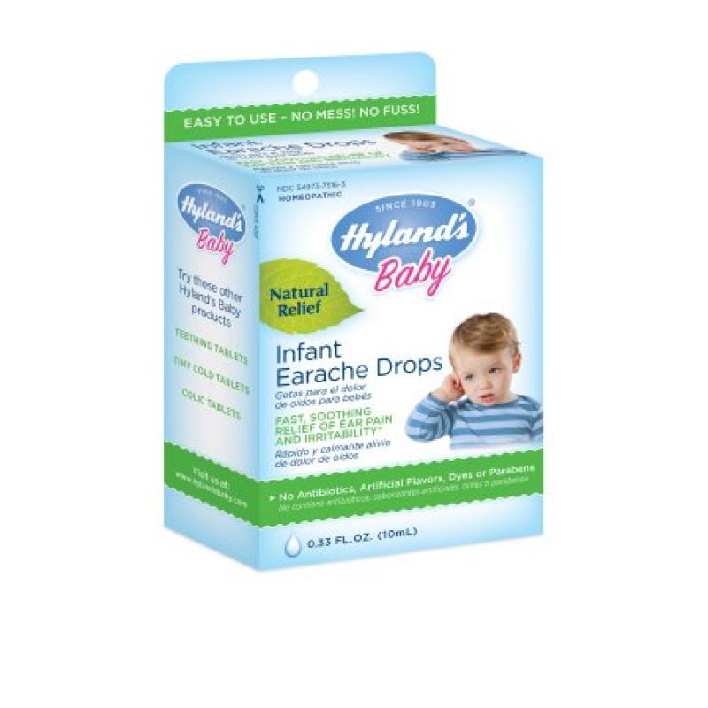 Hyland&#039;s Baby Infant Earache Drops, Natural Homeopathic Ear Pain and Irritability Relief, 0.33 Ounce