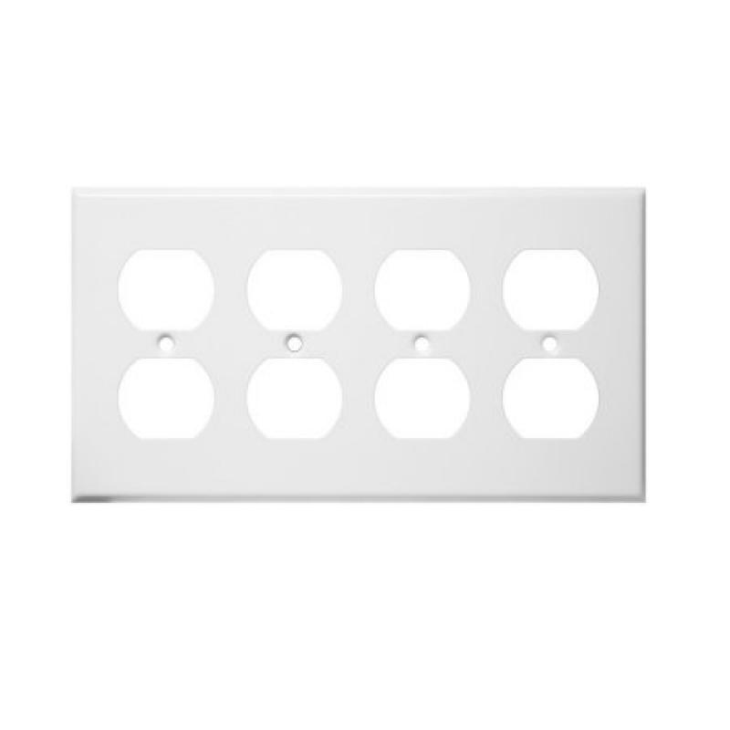 Morris Products Four Gang and Duplex Receptacle Metal Wall Plates in White (Set of 3)