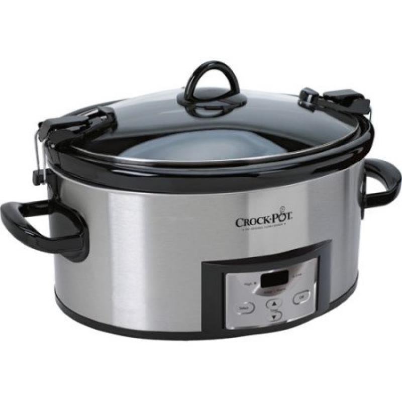 Crock-Pot 6-Quart Programmable Cook & Carry Slow Cooker, Stainless Steel, SCCPVL610-S