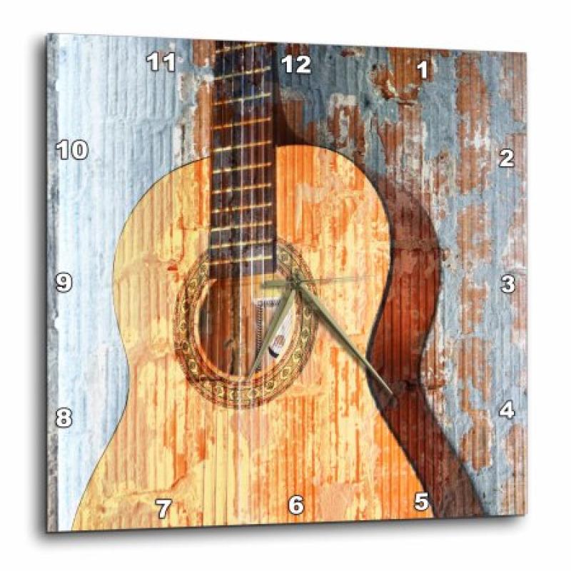 3dRose Vintage Guitar Music Instruments, Wall Clock, 15 by 15-inch
