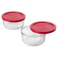 Pyrex Simply Store 4-Cup Value Pack with Red Plastic Cover
