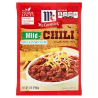 McCormick 30% Less Sodium Mild Chili Seasoning Mix, 1.25 oz