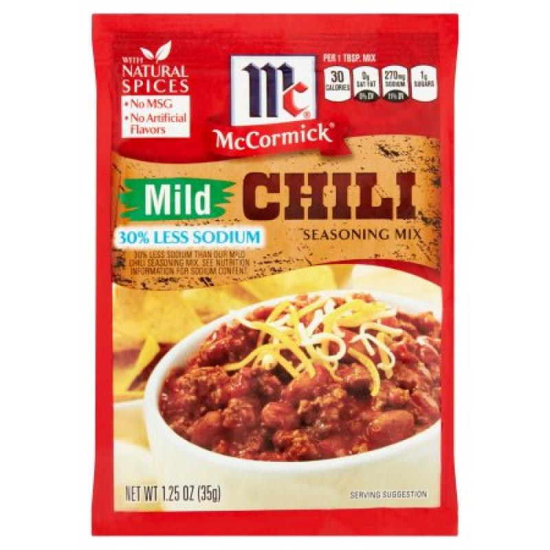 McCormick® Mild Chili Mix, Less Sodium, 1.25 oz. Packet