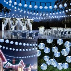 39FT 100 LED Crystal Globe Solar String Lights Outdoor WaterproofIP44, Solar Light For Outside, 8 Lighting Modes Solar Powered Patio Lights For Garden Yard Porch Wedding Party Decor Warm White