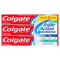 Colgate Triple Action Original Mint Fluoride Toothpaste, 3 count, 8 oz