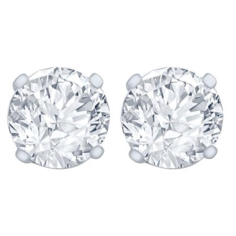 1/4 Carat Diamond Stud Earrings (I2I3 Clarity, JK Color) 14kt White Gold