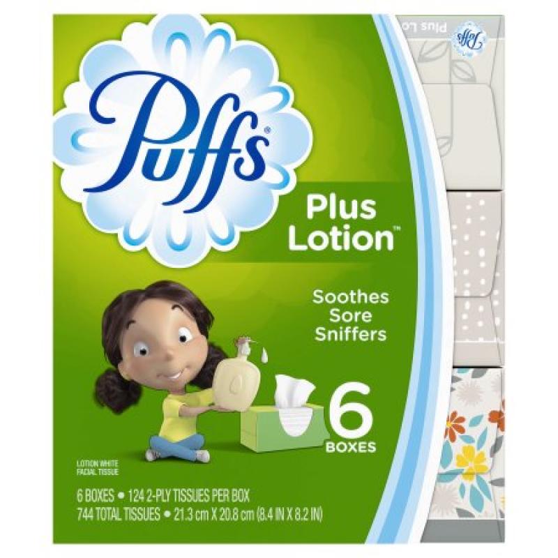 Puffs Plus Lotion White Facial Tissues 6-124 ct Boxes