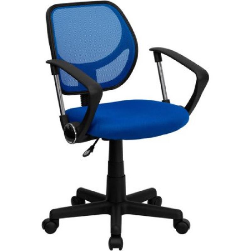Flash Furniture Mid Back Mesh Task Office Chair with Arms in Blue