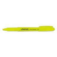 Universal Pocket Clip Highlighter, Chisel Tip, Fluorescent Yellow Ink, Dozen