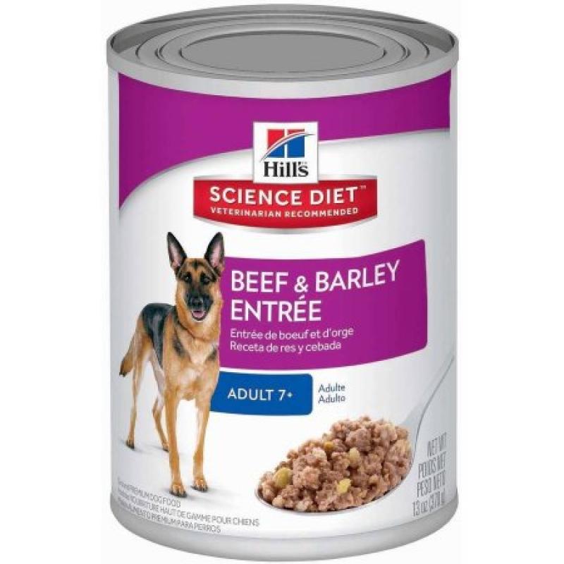 Hill&#039;s Science Diet Adult 7+ Beef & Barley Entrée Canned Dog Food, 13 oz, 12-pack