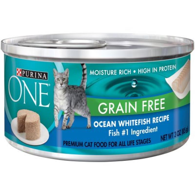 Purina ONE Grain Free Formula Ocean Whitefish Recipe Premium Pate Cat Food 3 oz. Can
